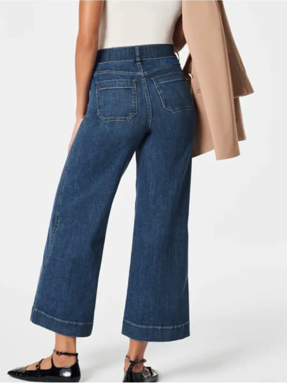 Spanx High Rise Cropped Wide Leg Jeans Blue Wash Women Size XL - Picture 13 of 13